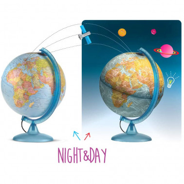 NIGHT & DAY Mappamondo luminoso cartografia doppio effetto Ø 25 cm